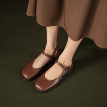 外貿2023新款瑪麗珍鞋女舒適平跟搭扣一字帶羅馬單鞋女大碼T6339