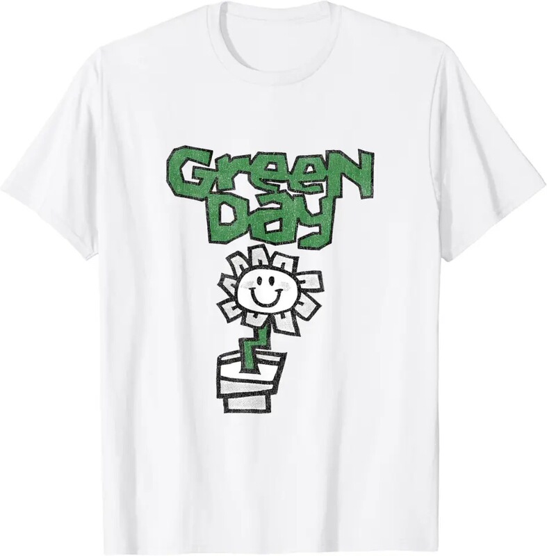 Green Day Flower Pot T-shirt, funny and cute kawaii clothing, top, graphic T-shirt, cute birthday women's clothing, camisole Green Day Flower Pot T-shirt, funny and cute kawaii clothing, top, graphic T-shirt, cute birthday women's clothing, camisole