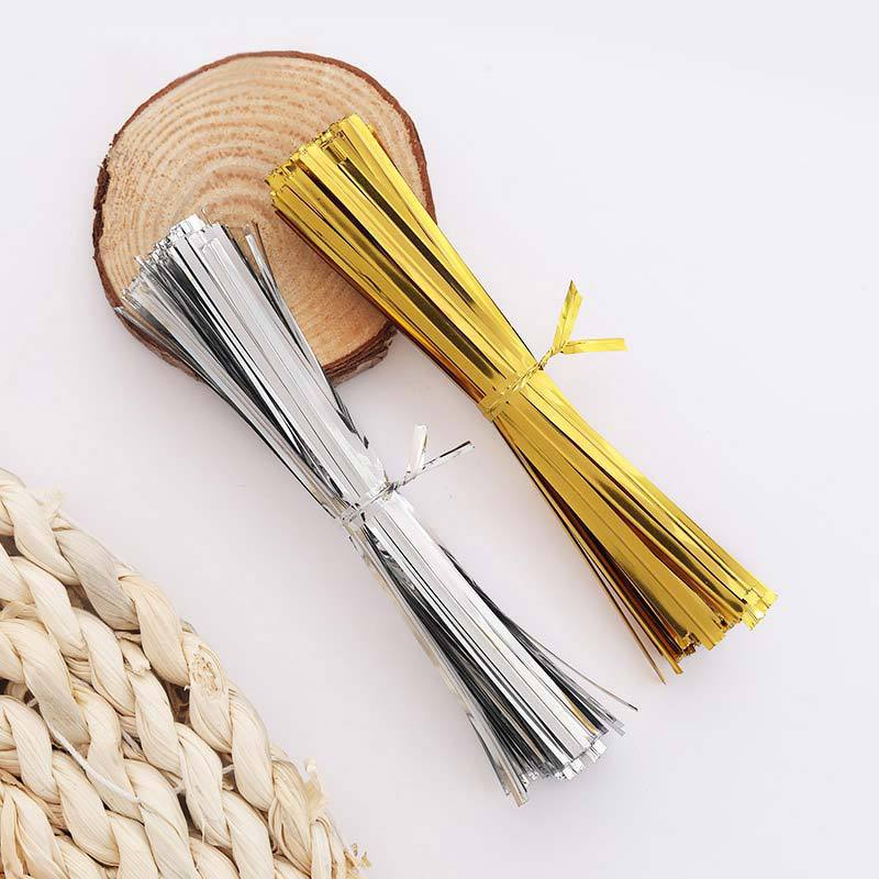 Bolsa de embalaje sellado de alambre de amarre de metal al por mayor de pan de alimentos de alambre fino empate flor embalaje de cuerda de alambre de amarre desechable