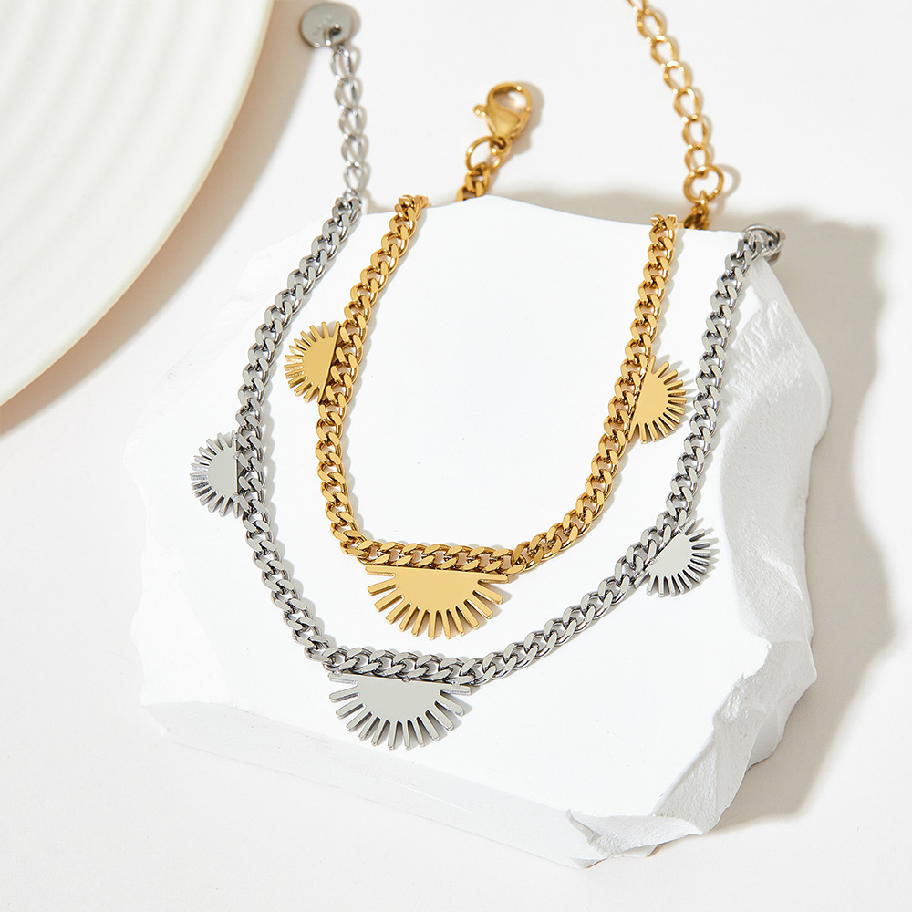 Retro Sun Titanium Steel Plating Bracelets Necklace