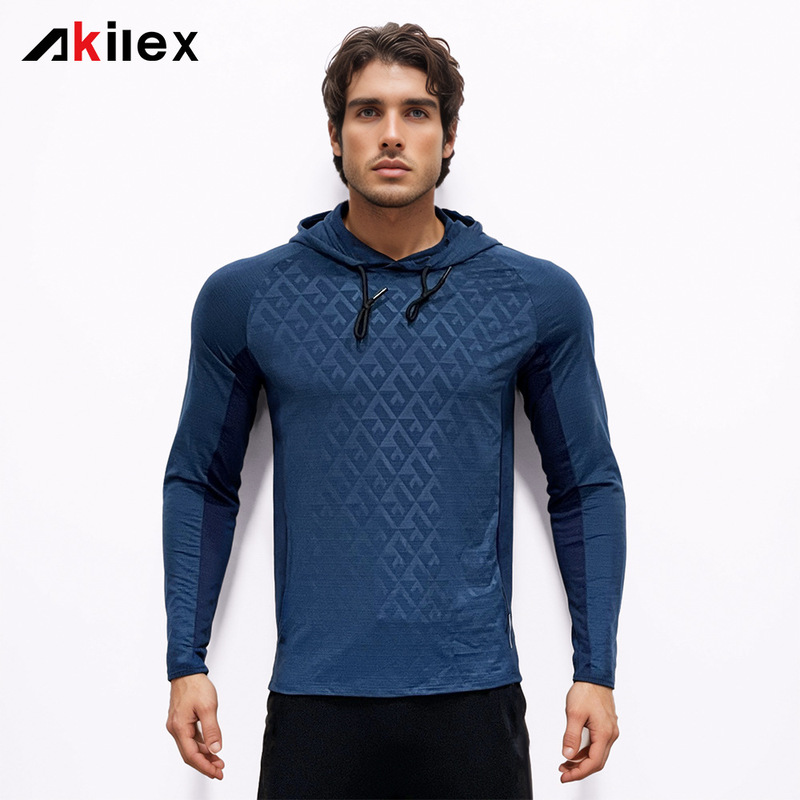 Akilex Sports Long-Sleeved Tight-Fitting Nude-Feel Fitness Training T-Shirt Breathable Quick-Drying Top Fishing Sun Protection Clothing