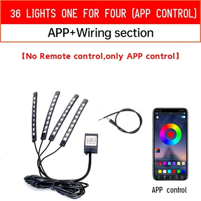 Cross-border Hot Motorcycle LED Atmosphere Light RGB Decorative Lamp Atmosphere Light Bar App Remote Control Modified Light (Other lights) - one-to-four-36-lights-app