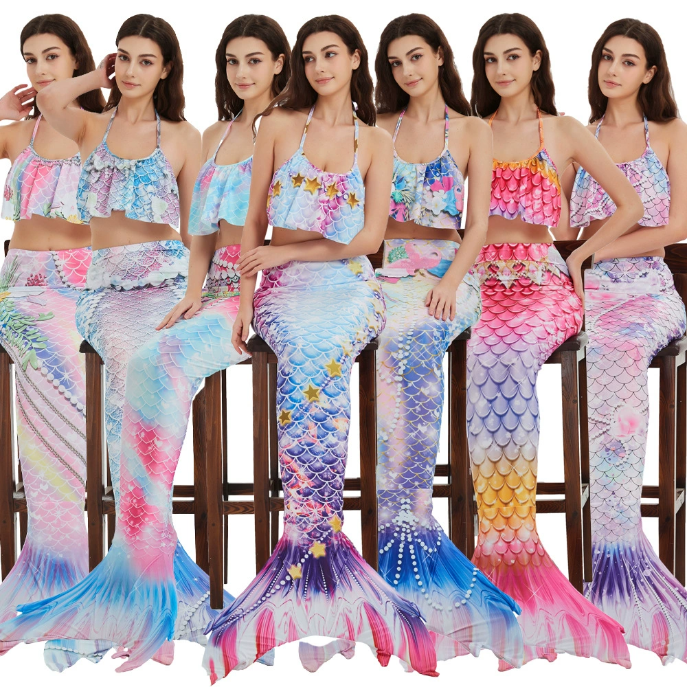 2024 популярный новый летний купальник для взрослых русалка Топ без трубок рыбий хвост платье принцессы Одежда для родителей и детей