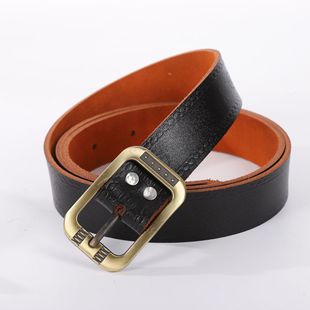 Men's two-layer cowhide cut raw edge belt alloy Japanese buckle head labor protection waist strong belt factory wholesale national style