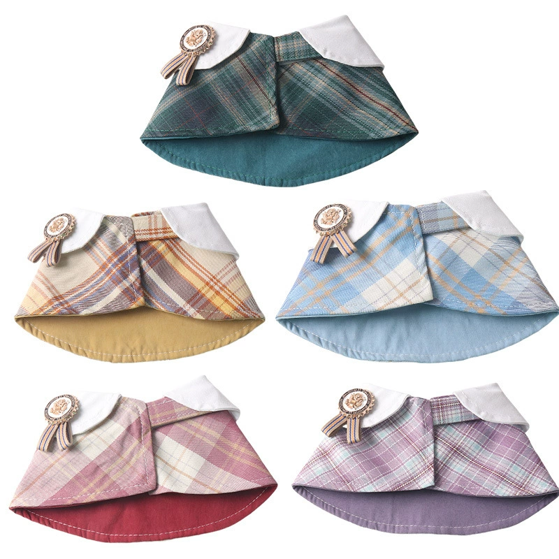 Новый ошейник для домашних животных Aminge JK на липучке, британский клетчатый плащ для домашних животных, шарф для собаки, шарф для котенка