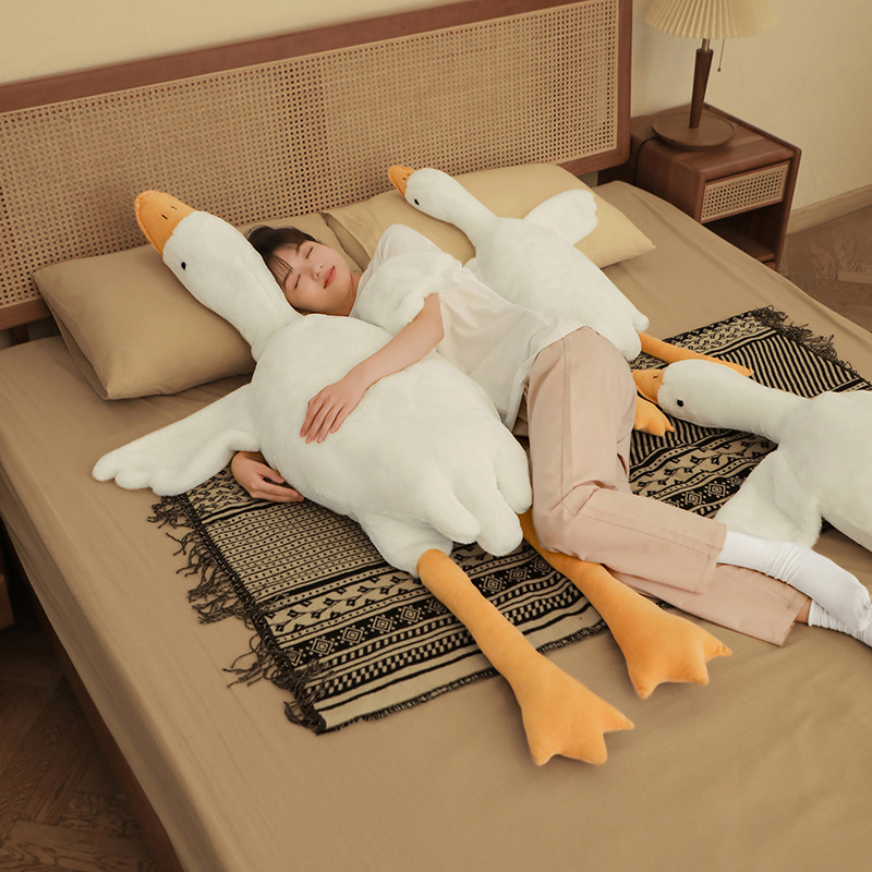 Internet celebrity big white goose pillow plush toy sleeping toy doll girl girl legs rag doll sleeping pillow
