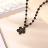Black universal necklace from pearl hip-hop style suitable for men and women, chain for key bag , flowered