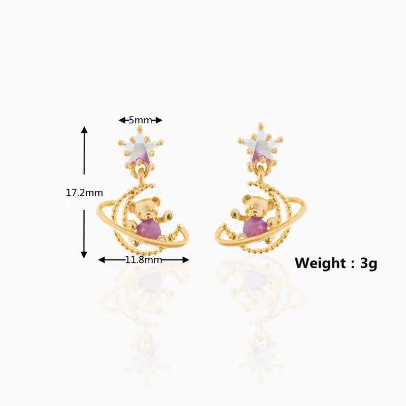 Retro Bear Gold Plated Copper Earrings Wholesale Nihaojewelry display picture 1