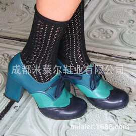 女圆头人造PU欧美女式时装单鞋后拉链玛丽珍鞋增高高跟女鞋