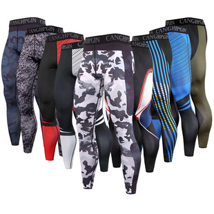 Cross-border European and American Large Size Fitness Pants Men's Quick-drying Tight Pants Yoga Sports Pants Running Base Pants