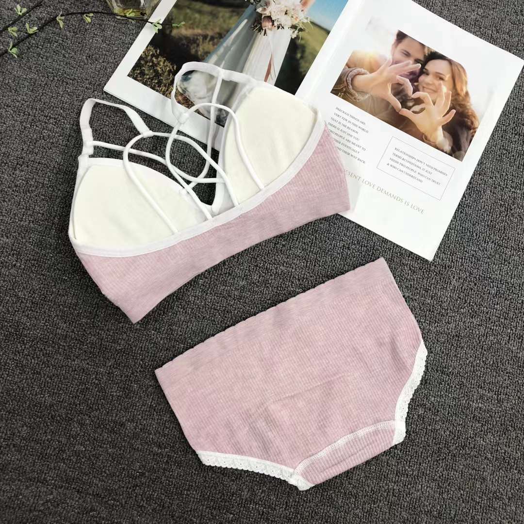 Vietnam Malasia nueva chica sin costuras pequeño pecho push up ajustable medio grueso taza de algodón suave sujetador traje