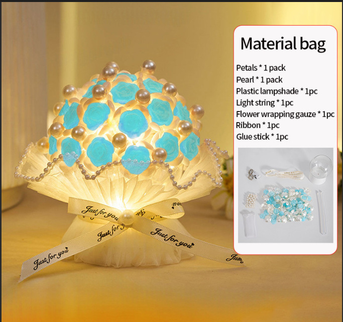 520 luz nocturna de rosas de bricolaje tejidas a mano, flores que nunca se marchitan, regalos de ramo del día de la madre para novias, Tanabata