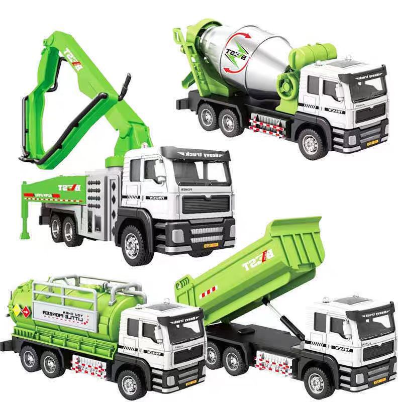 Children's alloy engineering car suit boy inertial mixer tank car baby water pump truck dump truck model