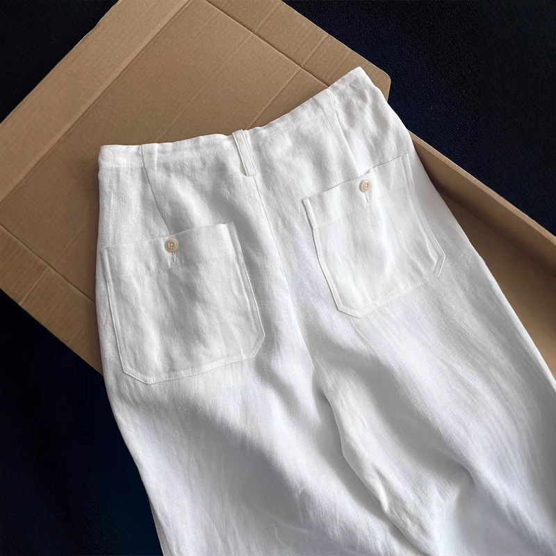 Highly Recommended! Old Money Style Anti-Wrinkle White Linen Pants for Women, 2025 New Model, Comfortable, Breathable, Relaxed Fit Pants