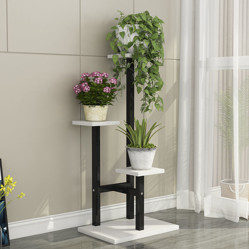 Estante de flores Estante de piso a la sala de estar Estante de piso Balcón Estante de macetas minimalista moderno Estante de varias capas Estante de flores de hierro y carne verde