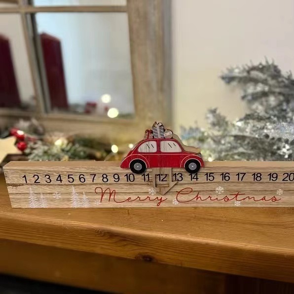 クロスボーダー木製カウントダウンクリスマス降臨日暖炉と棚装飾家庭カウントダウンクリスマス置物|undefined