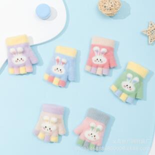 Baby Gloves for Autumn and Winter, Warm Half-Finger Gloves for Boys and Girls, Fingerless for Toddlers Aged 0-3, Knitted and Warm for Children