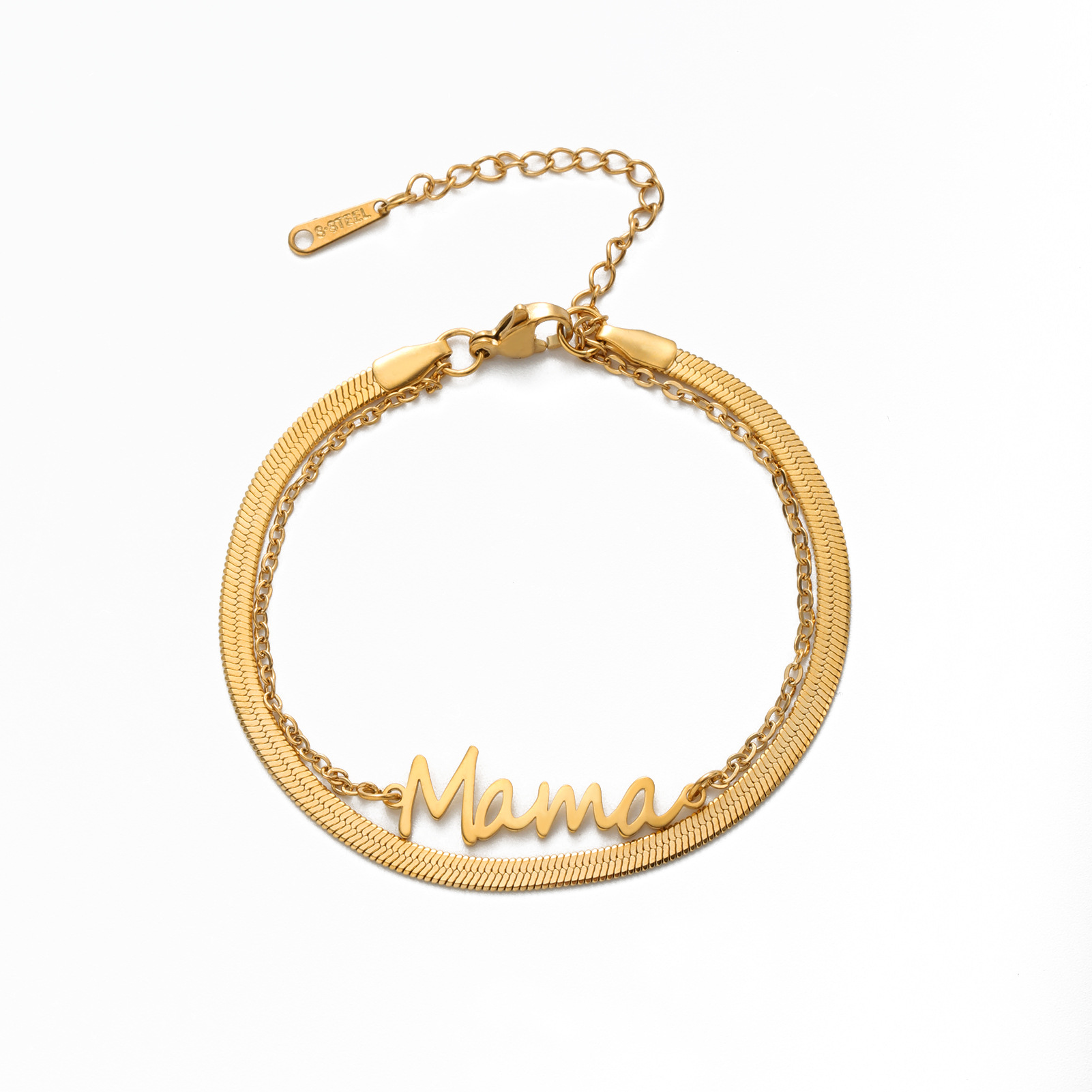 golden bracelet with letters stainless steel