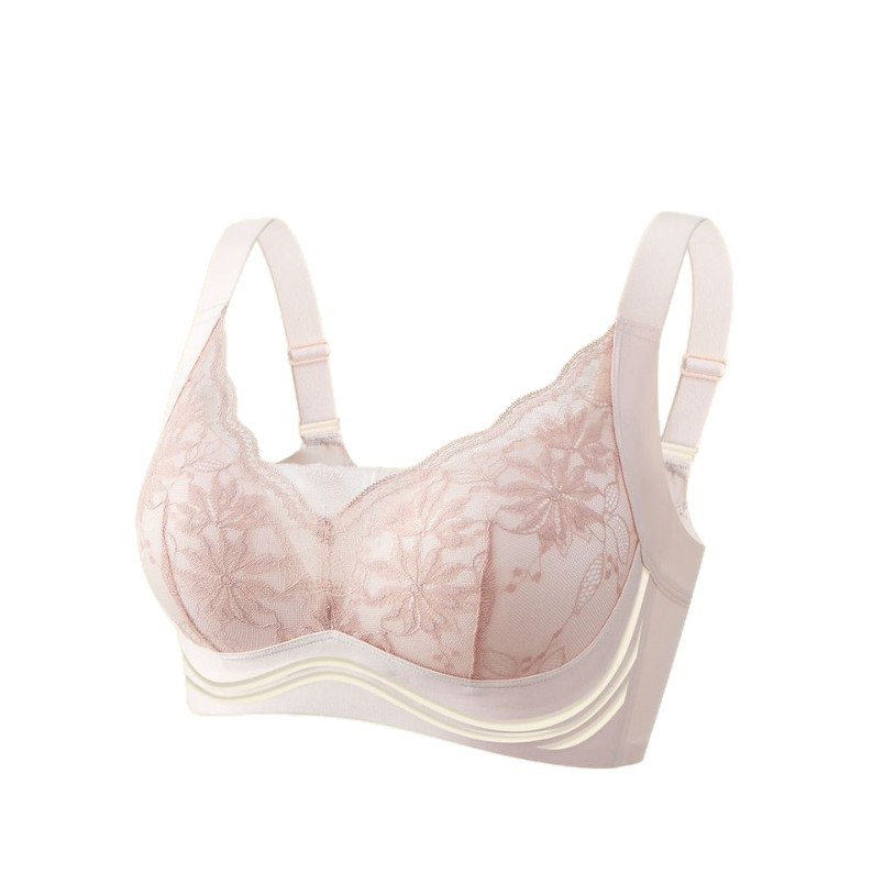 Large Bust Minimizing Bra, Thin Seamless Wireless Side-Gathered Push-Up Bra, Side Breast Collection, Anti-Sagging, Non-Magnetic Bra