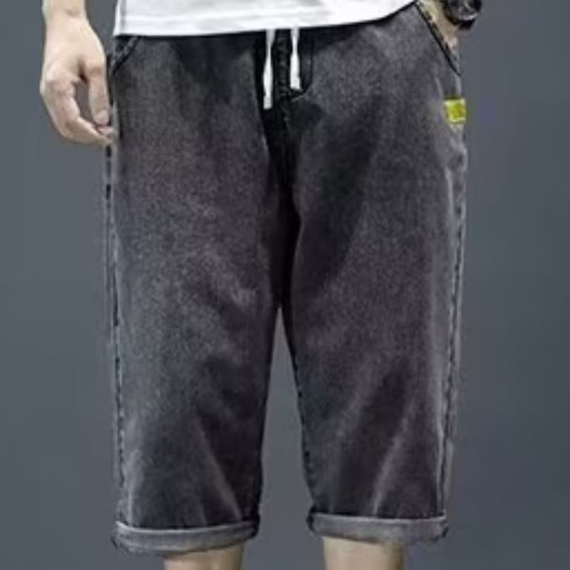 Pantalones cortos de mezclilla de verano para hombres 2024 pantalones cortos de mezclilla coreanos finos sueltos rectos casuales de verano