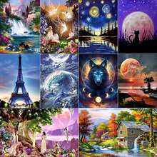 跨境手工diy钻石画十字绣圆满钻 人物风景客厅卧室装饰画私人定制