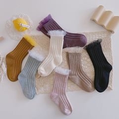 Spring and summer new fairy style lace mesh lace monochrome children's socks girls princess socks cute simple socks