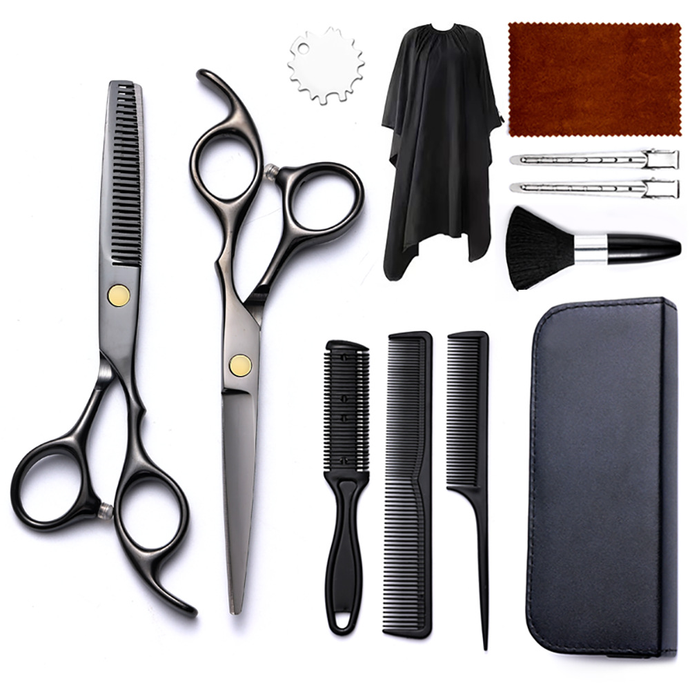 Corte de pelo tijeras transfronterizas amazonas color tijeras de dientes planas cortadas delgadas frange tijeras divisorias fábrica de tijeras al por mayor set de tijeras de peluquería