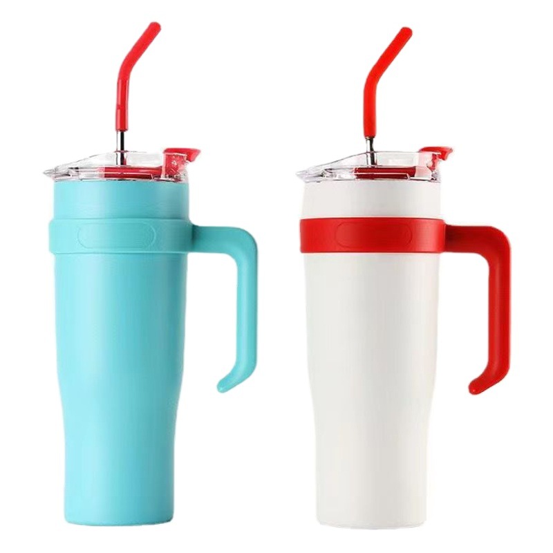 Popular celebridad de Internet taza de vacío gigante mango taza de helado de coche gran capacidad portátil de aislamiento frío taza de paja
