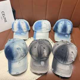 批发韩国2026年早春新款韩版拼色可调节水洗棒球帽宽檐牛仔鸭舌帽