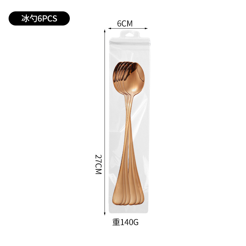 Cuchara de hielo afilada-oro rosa 6 pack