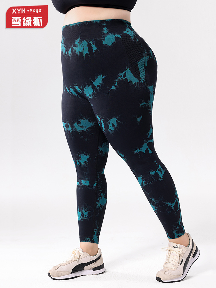 Europa y los Estados Unidos de tamaño grande atado teñido pantalones de calzada de mujer cintura alta abdominal ajustado pantalones deportivos de cadera de miel de melocotón para correr pantalones de fitness