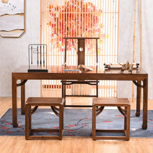 新中式老榆木毛笔原木马蹄书桌椅画案仿古实木明式简约办公桌组合