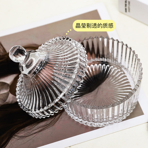 European crystal glass candy cup creative living room candy jar dry fruit plate sugar vat fruit bucket with lid fruit cup jewelry box
