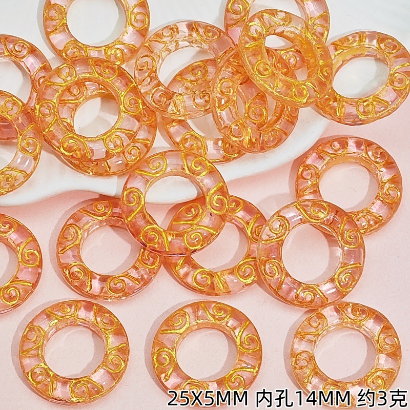 描金琉璃云纹跑环散珠手工DIY手项链饰品串珠配饰甜甜圈材料配件|undefined