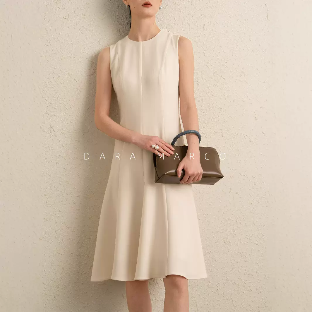 JIN口三醋酸 TH理论家 肌理感三醋脂纤维混纺无袖伞摆连衣裙N9606