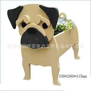 Large pug yellow PVC pet dog flower plate flower landscape courtyard decoration embellishment foreign trade cross-border supply