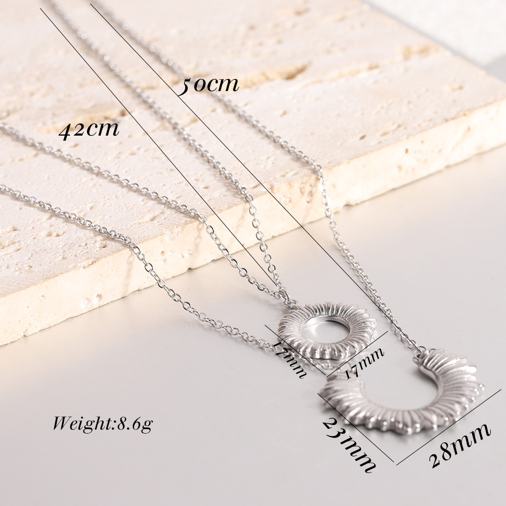 12g Weight Double Layer Necklaces Classification Classic Style Sun Titanium Steel 18k Gold Plated Double Layer Necklaces In Bulk