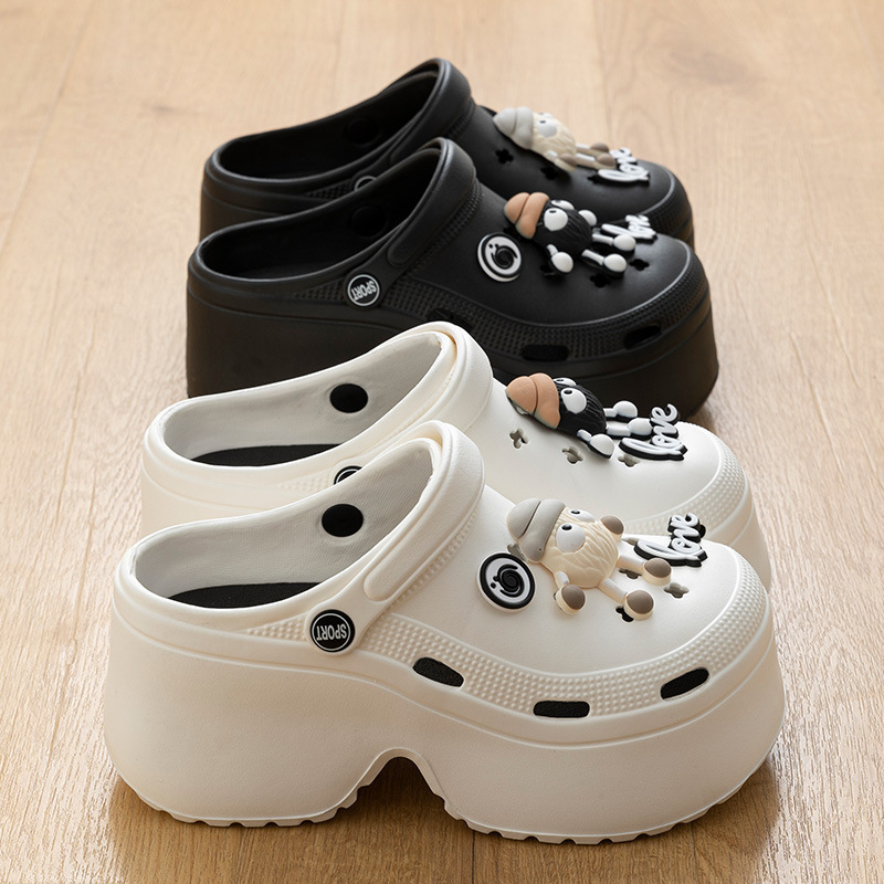 Croc Shoes for Women in Summer, Lightweight, Comfortable and Fashionable Outer Wear, Height-Increasing Women's Sandals, Thick-Soled Beach Shoes, Non-Slip and Odor-Resistant