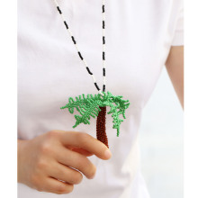 原创手作项饰椰子树进口米珠编制项链日本御幸玻璃珠流行爆款项链