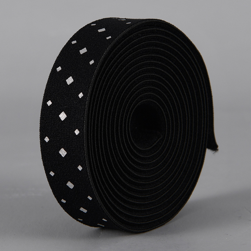 工厂电脑提花松紧带印反光LOGO字母图案 热压反光标弹力反光织带