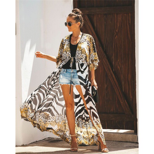 European and American new women's clothing summer poster vacation beach clothes blouse shawl sunscreen clothes