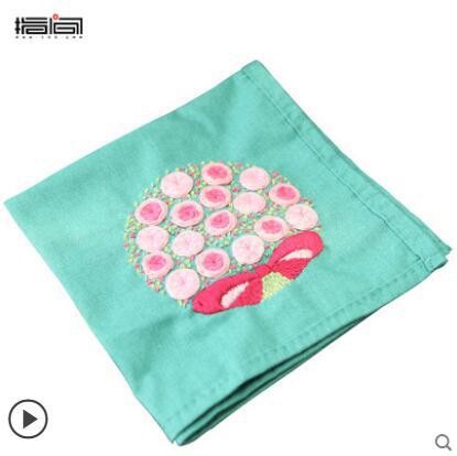 Bordado DIY hecho a mano auto-bordado pañuelo material paquete pequeña toalla cuadrada pañuelo de algodón regalo creativo para bordado de tela de novio