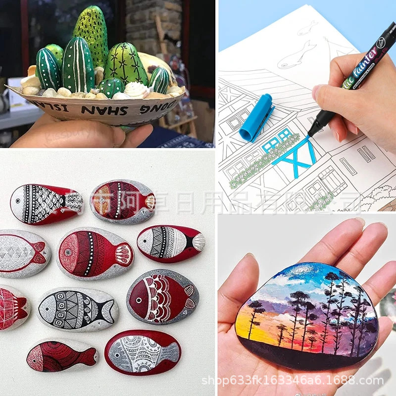 Cross -border Mark hand -painted stone wood graffiti toy Christmas…