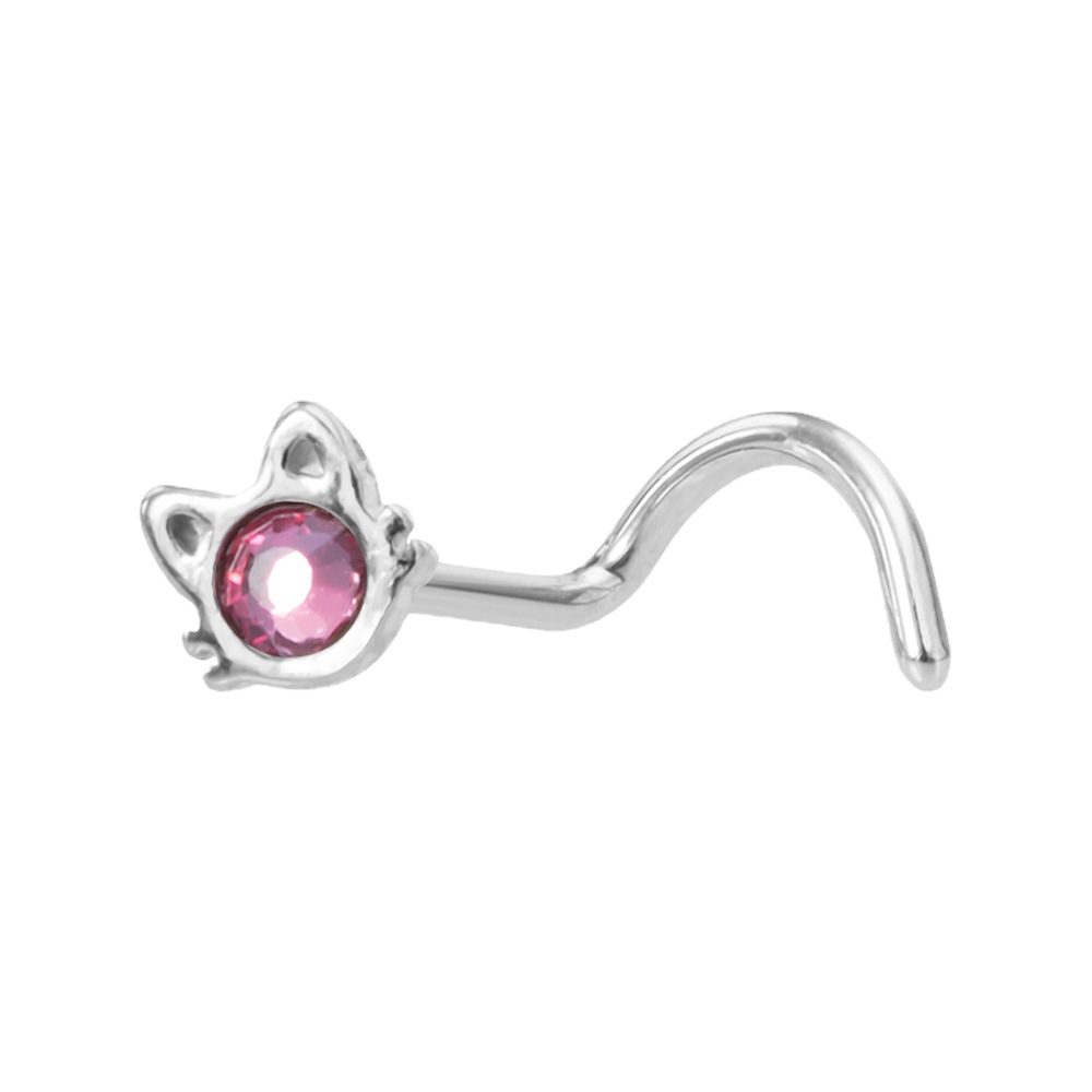 physiological nose piercing with zircon