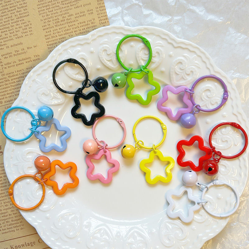 Cp53 Korean Version Hyuna Fresh Colorful Small Flower Star Bell Keychain DIY Accessories Candy Color Pendant Ins