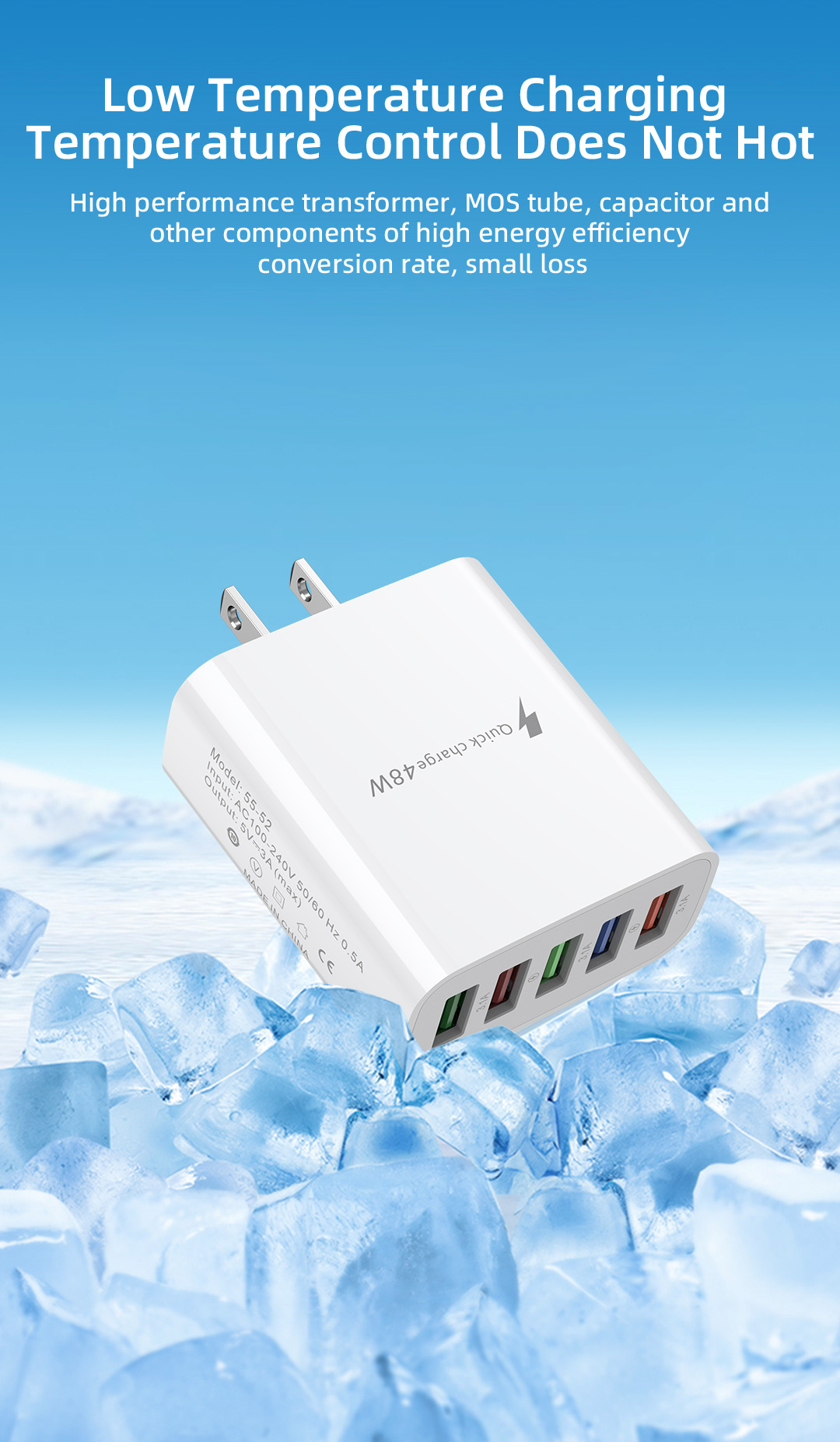 Novi punjač za mobilni telefon s priključkom 5U i više USB priključaka, europski američki standard, britanski standard s brzom glavom, 5V3A_voghion.com