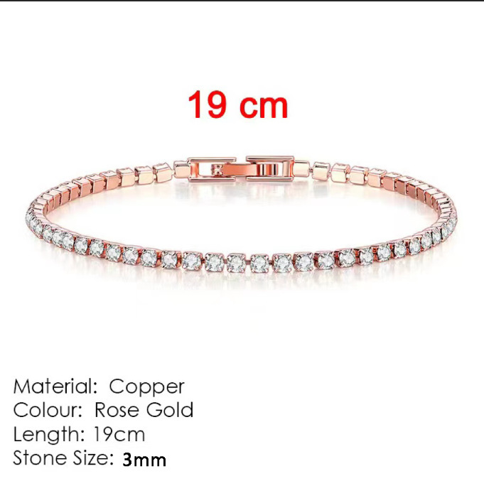 3mm 다이아몬드 팔찌(로즈 골드) 체인 길이 19cm