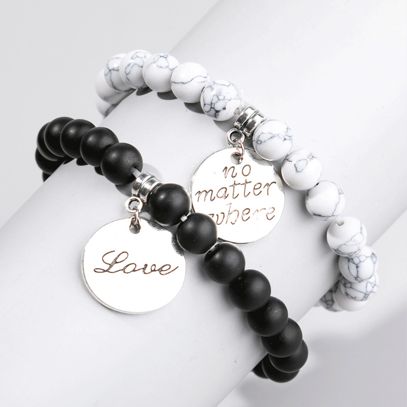 Fashion Heart Shape Agate Beaded Bracelets 1 Set