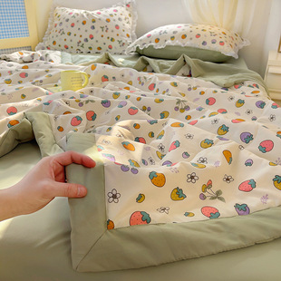 2025 New Washed Cotton Summer Quilt Printed Summer Cooling Quilt Air Conditioning Quilt Summer Quilt Children's Cartoon Dormitory Summer Thin Quilt