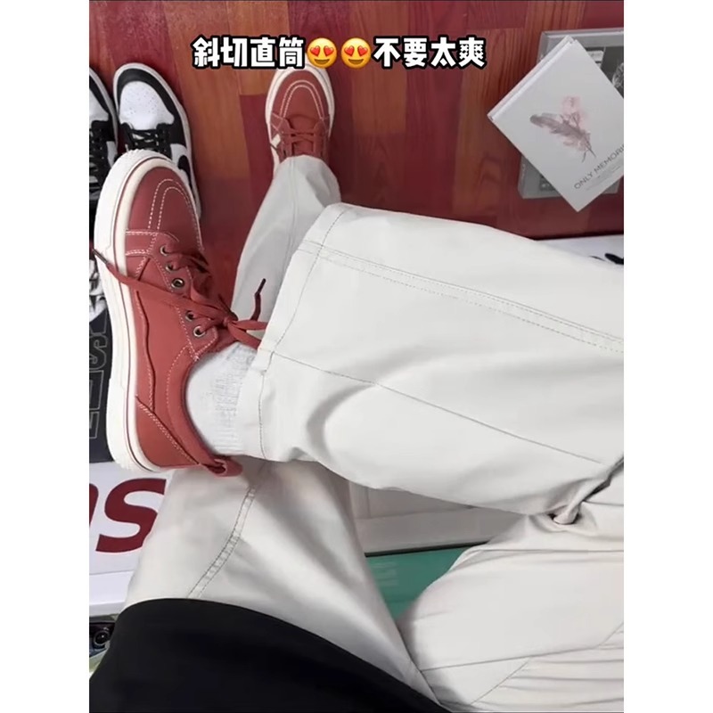 美式微喇裤子男款夏季斜切速干冲锋裤软壳防水风直筒显腿长休闲裤|undefined